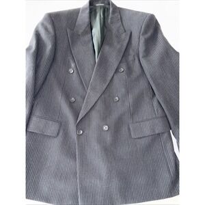 Cavelli Mens 40 R Black Pinstripe Double Breasted‎ Viscose Suit Jacket/ Blazer